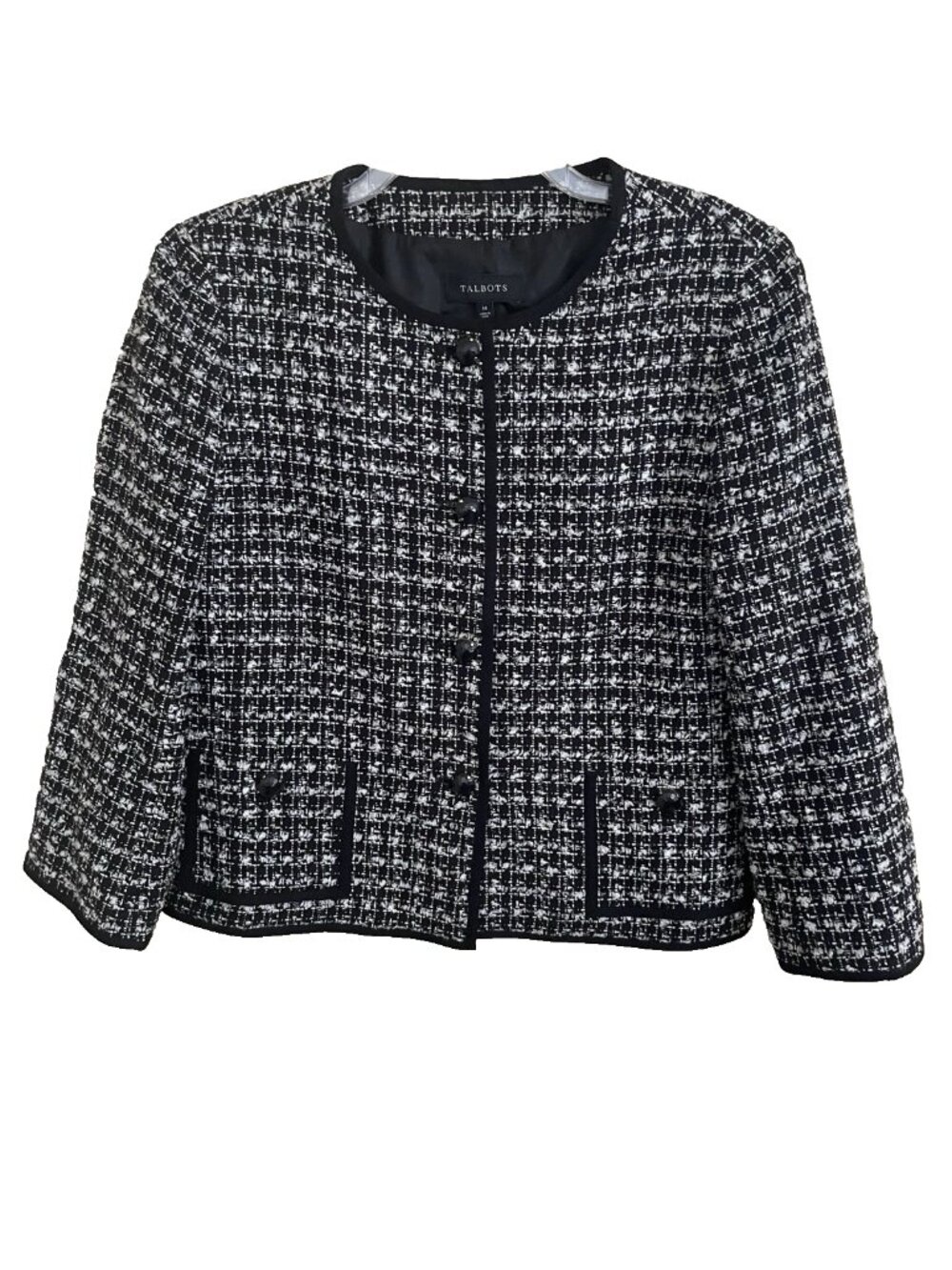 Talbots Tweed Crop Jacket Blazer Women's Size 14 Classic Lady Career Office